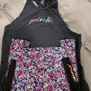 PINK  floral leggings and matching tank - read description